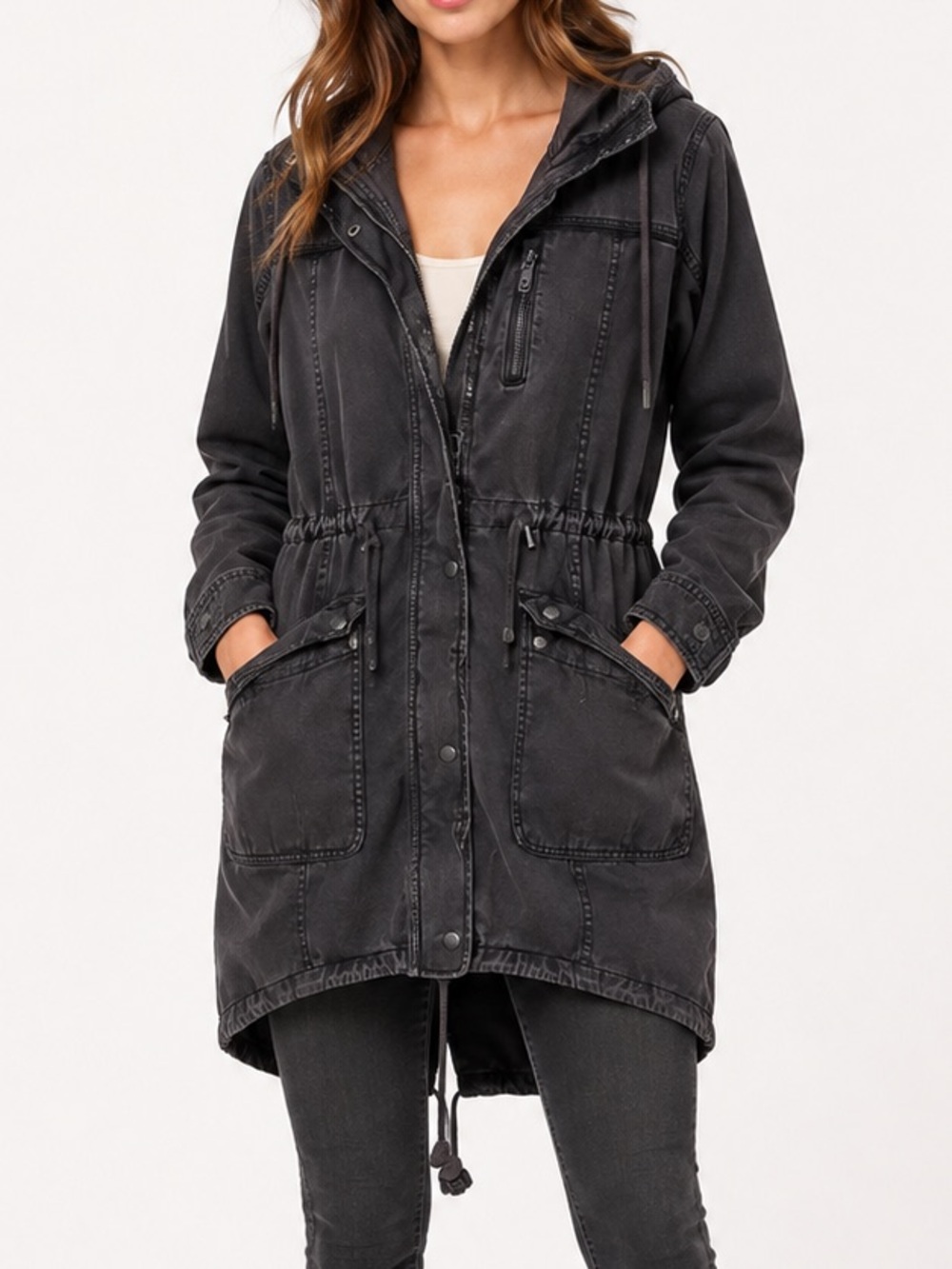 Abercrombie & Fitch Cargo Pocket Utility Jacket Chore Coat Black Gray XS